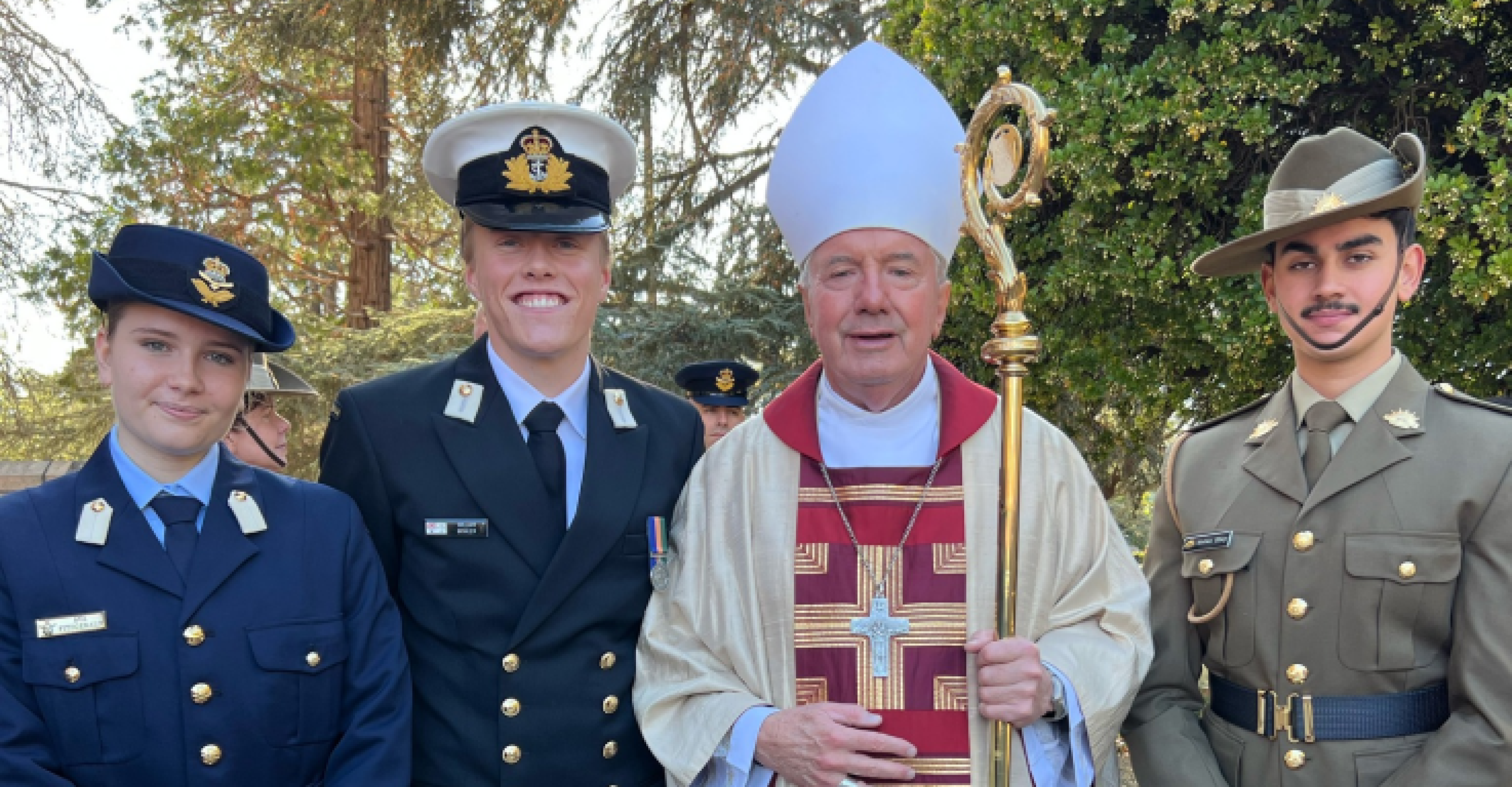 ADFA cadets with Archbishop Prowse at ANZAC Day Mass
