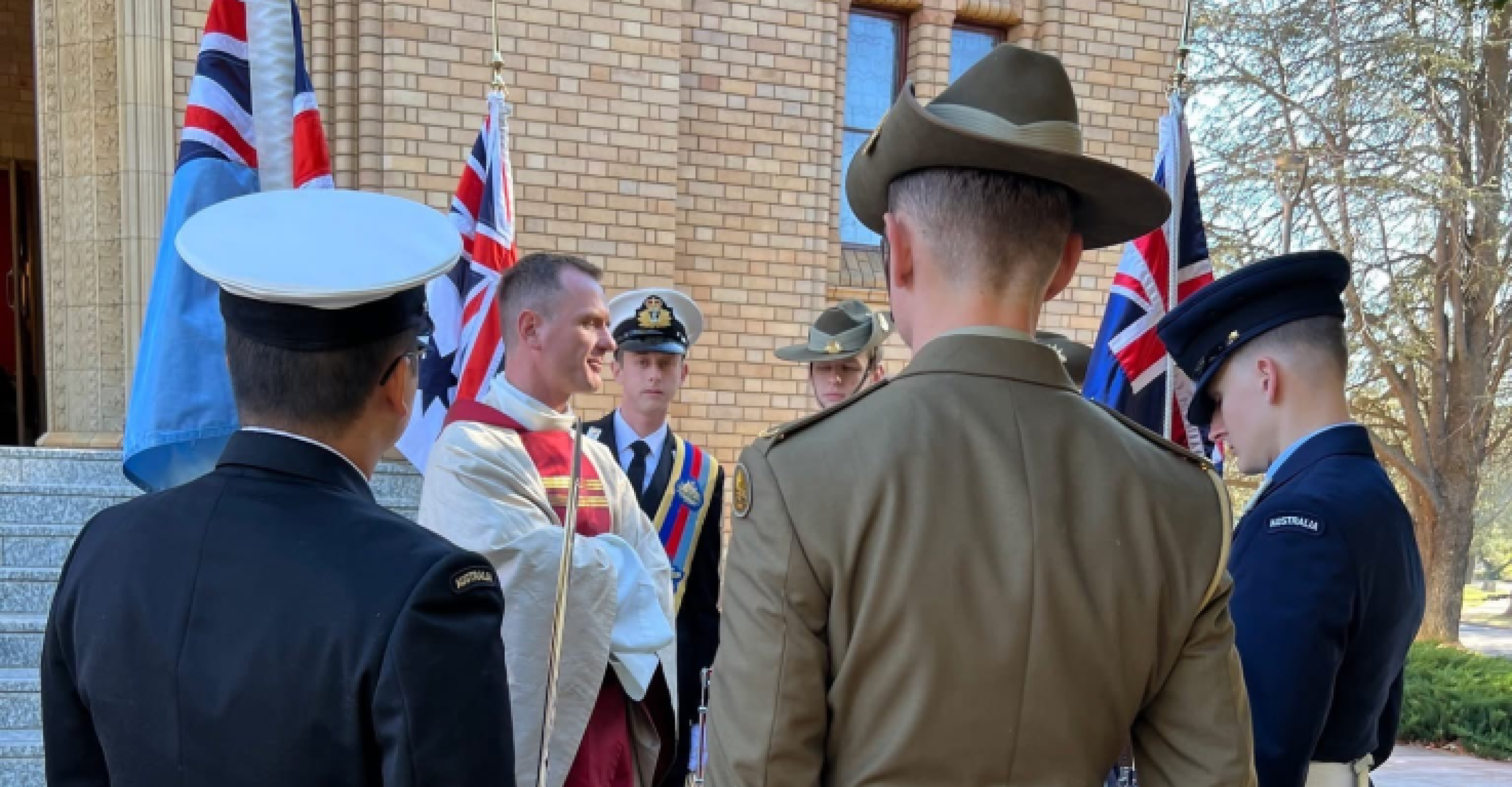 ADFA Cadets with Fr Zaranski 2026 ANZAC Mass