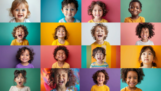 delighted children with radiant smiles joyfully engaging in funfilled moments within colorful and vibrant environments
