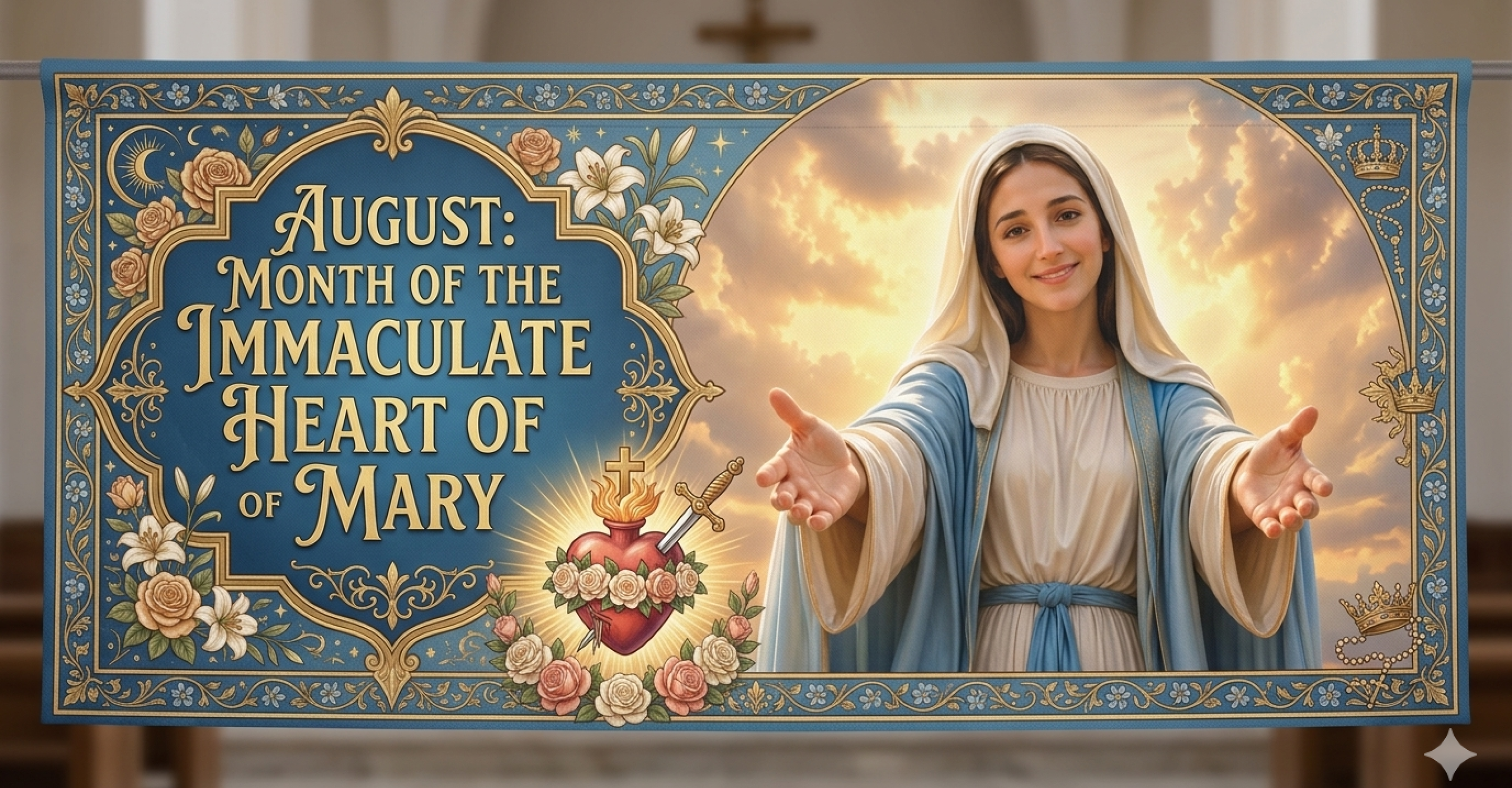 In the Catholic Church, the month of August is traditionally dedicated to the Immaculate Heart of Mary. This devotion is closely linked to World War II, the apparitions and message of Our Lady of Fatima, and the ongoing spiritual link to the Sacred Heart of Jesus.