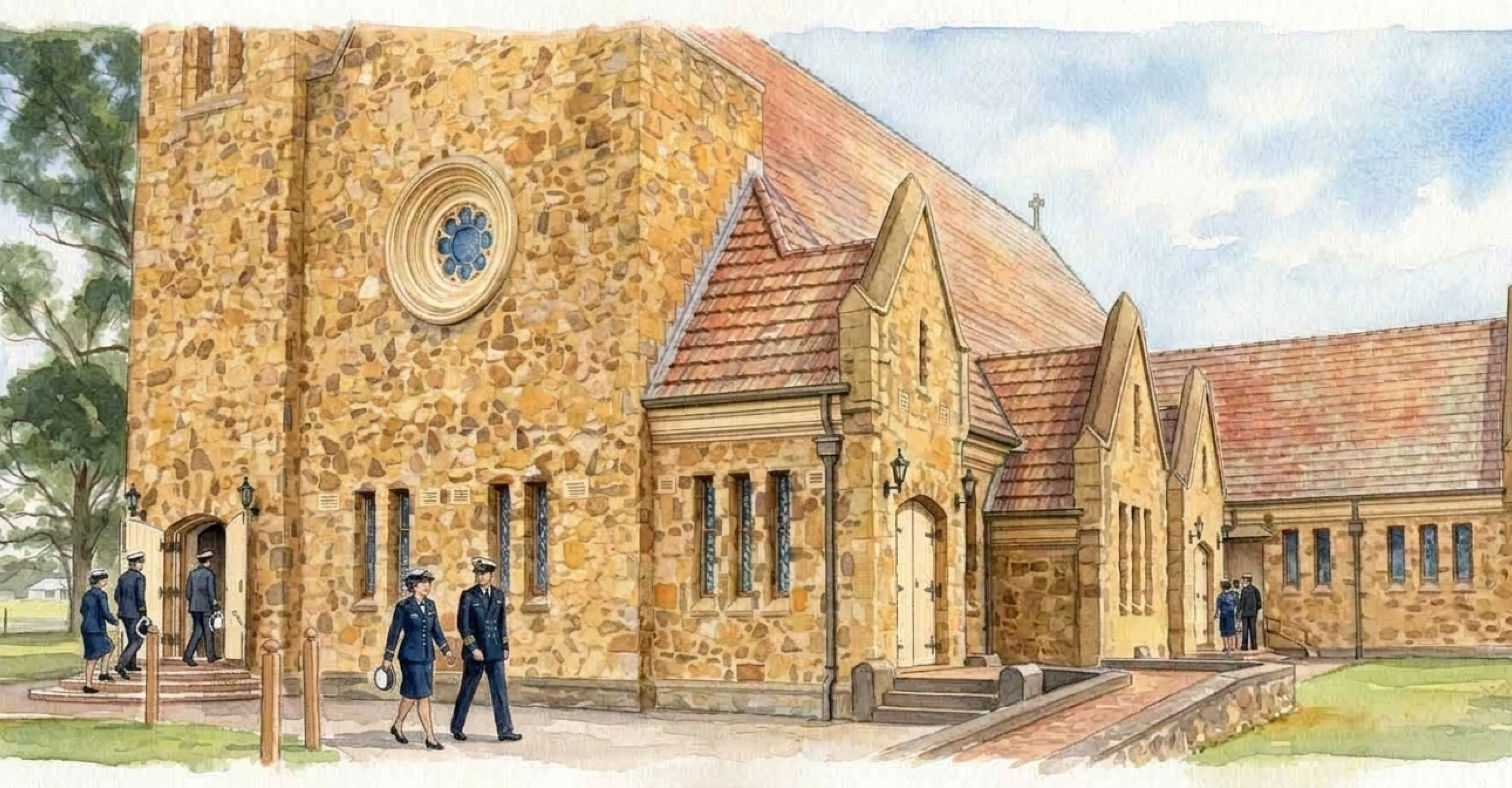 water colour image of HMAS Cerberus