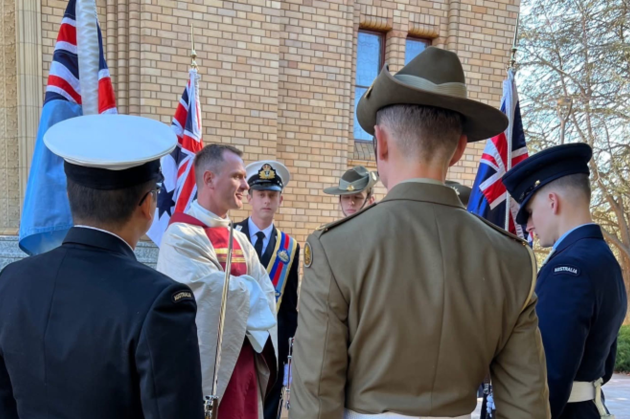 ADFA Cadets with Fr Zaranski 2026 ANZAC Mass