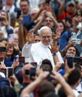 Pope Leo in the crowd at the Vatican City